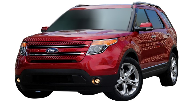 Red Ford Explorer front view