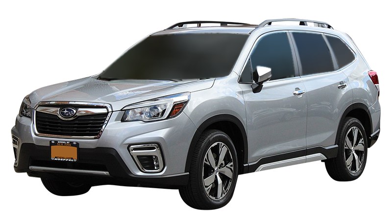 Silver Subaru Forester front view