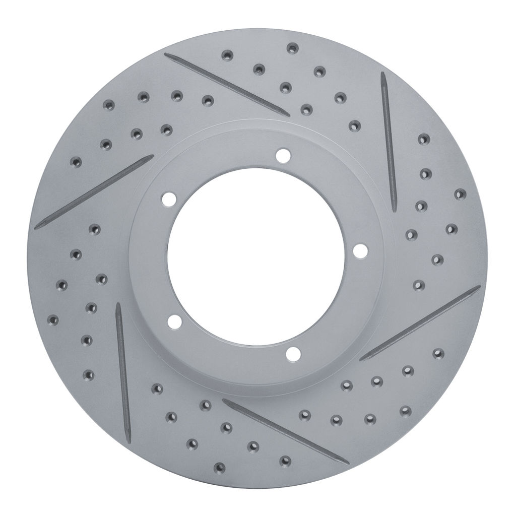 Dynamic Friction 2512-02004 - Brake Kit - Coated Drilled and Slotted Brake Rotors and 5000 Advanced Brake Pads with Hardware
