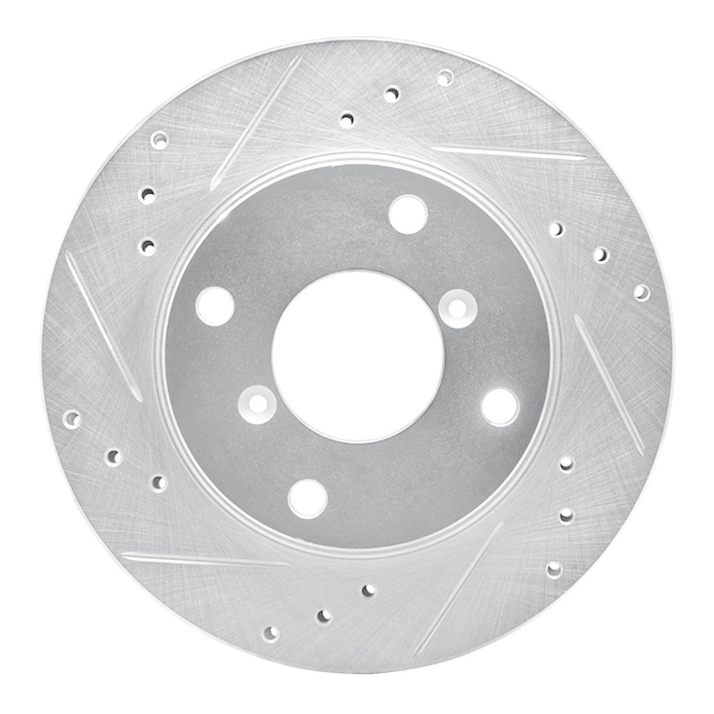 Dynamic Friction 631-01000L - Drilled and Slotted Silver Zinc Brake Rotor