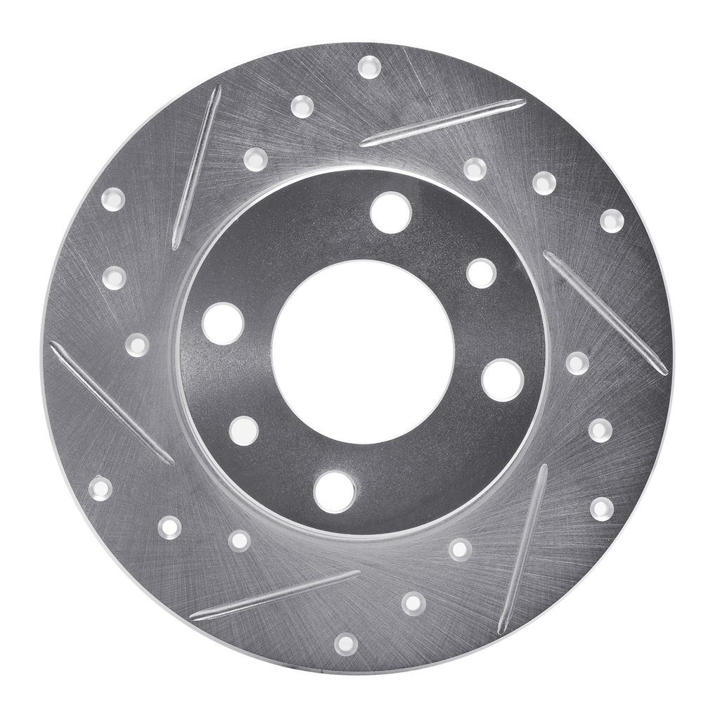 Dynamic Friction 631-07000L - Drilled and Slotted Silver Zinc Brake Rotor