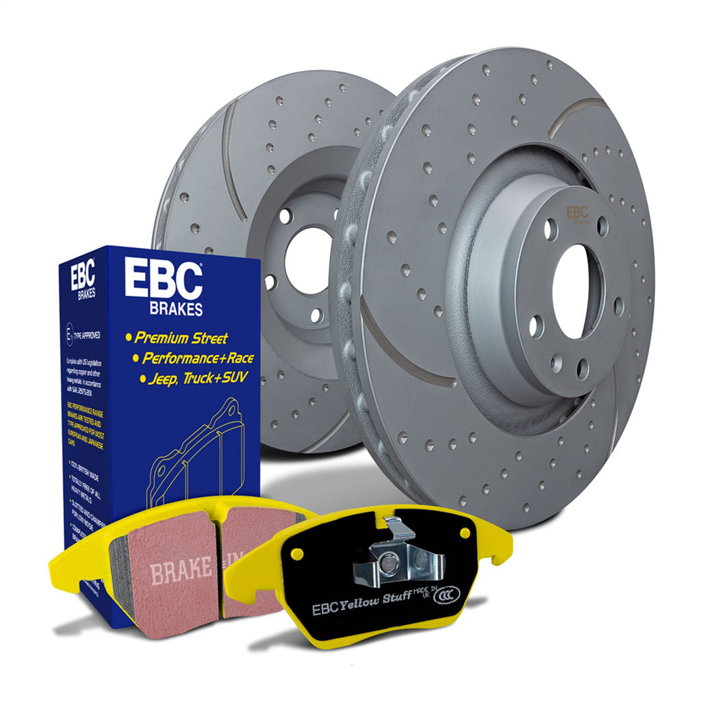 EBC Brakes S5KF1125 - S5 Yellowstuff Brake Pad Set and GD Slotted and Dimpled Brake Rotors, 2-Wheel Set