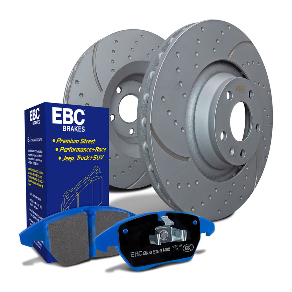 EBC Brakes S6KF1045 - S6 Bluestuff Brake Pad Set and GD Slotted and Dimpled Brake Rotors, 2-Wheel Set