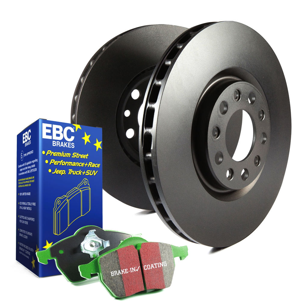 EBC Brakes S11KF1090 - S11 Greenstuff 2000 Disc Brake Pad Set and RK Smooth Brake Rotors, 2-Wheel Set