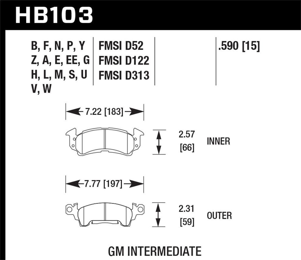 Hawk Performance HB103Z.590 - Performance Ceramic Brake Pads, 2 Wheel Set