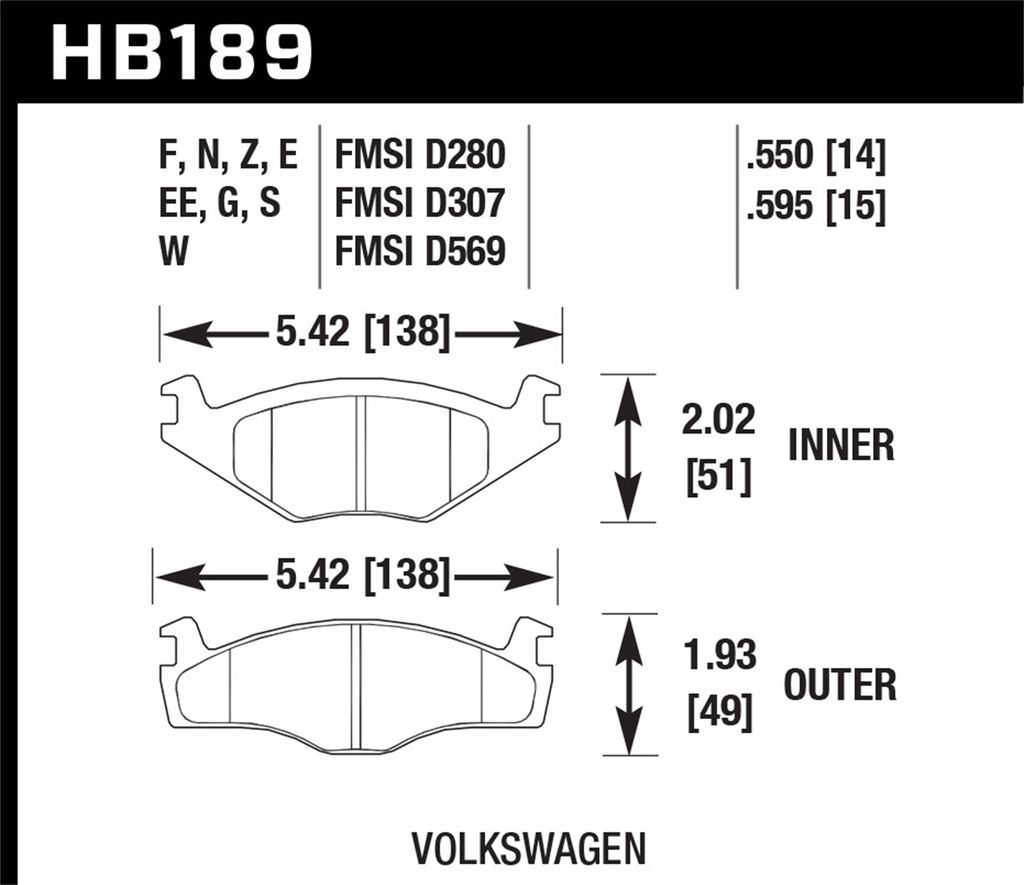 Hawk Performance HB189N.595 - HP Plus Brake Pads, 2 Wheel Set