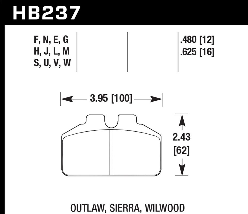 Hawk Performance HB237U.625 - DTC-70 Brake Pads, 2 Wheel Set, Race Use Only