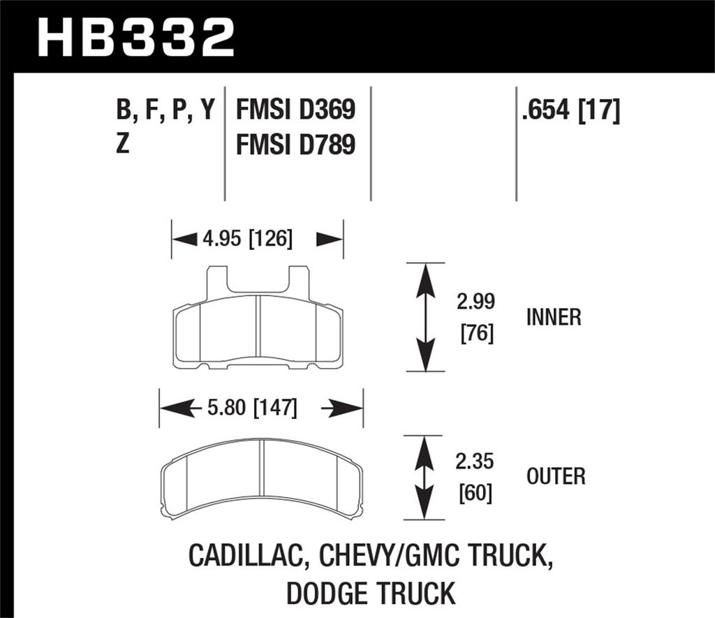 Hawk Performance HB332B.654 - HPS 5.0 Brake Pads, 2 Wheel Set