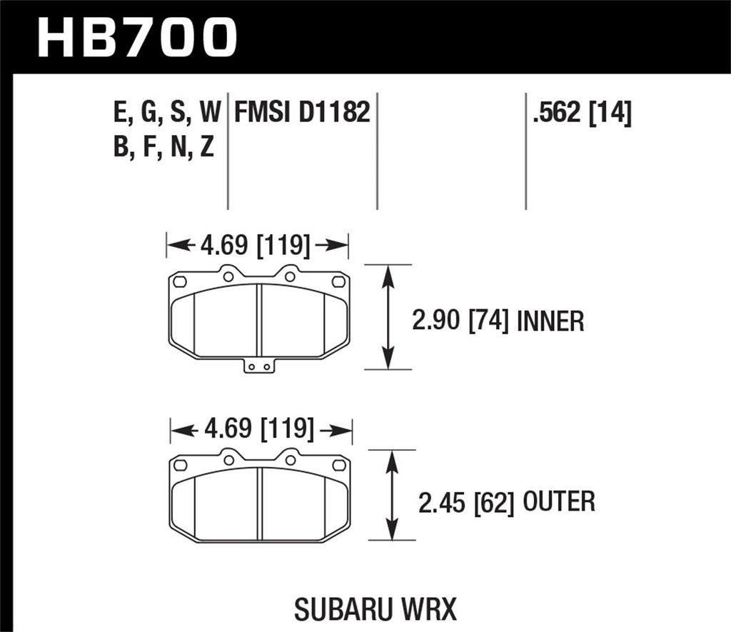 Hawk Performance HB700W.562 - DTC-30 Brake Pads, 2 Wheel Set, Race Use Only