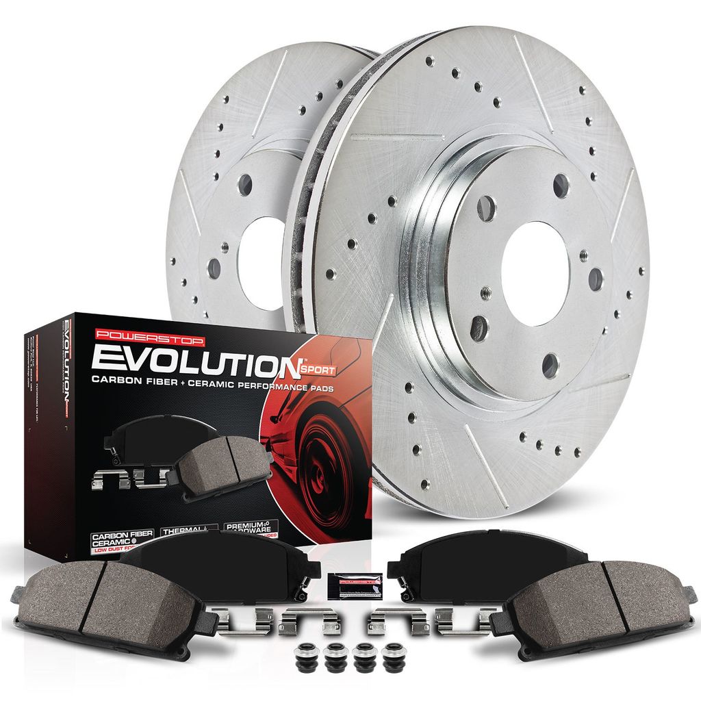 PowerStop K104 - Z23 Drilled and Slotted Brake Rotors and Pads Kit