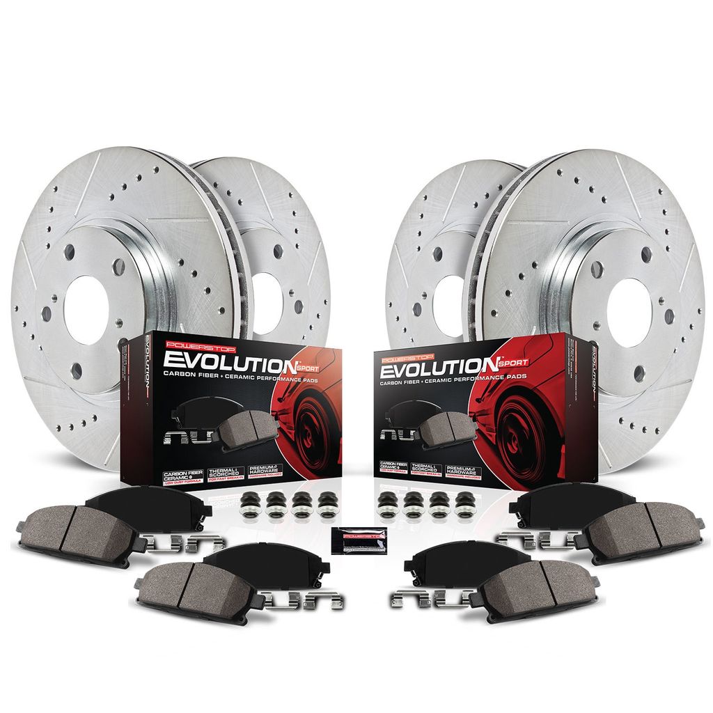 PowerStop K1418 - Z23 Drilled and Slotted Brake Rotors and Pads Kit