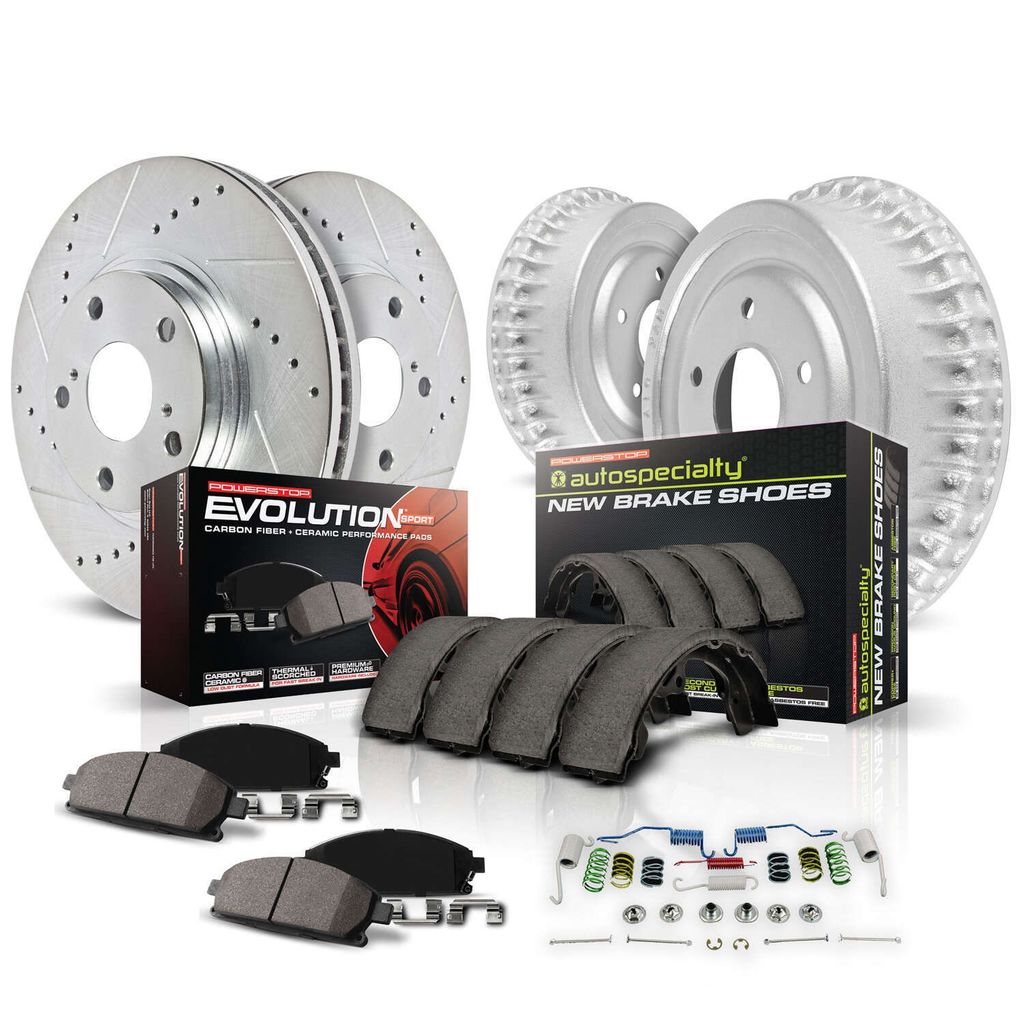 PowerStop K15043DK - Z23 Drilled and Slotted Brake Pad, Rotor, Drum, and Shoe Kit