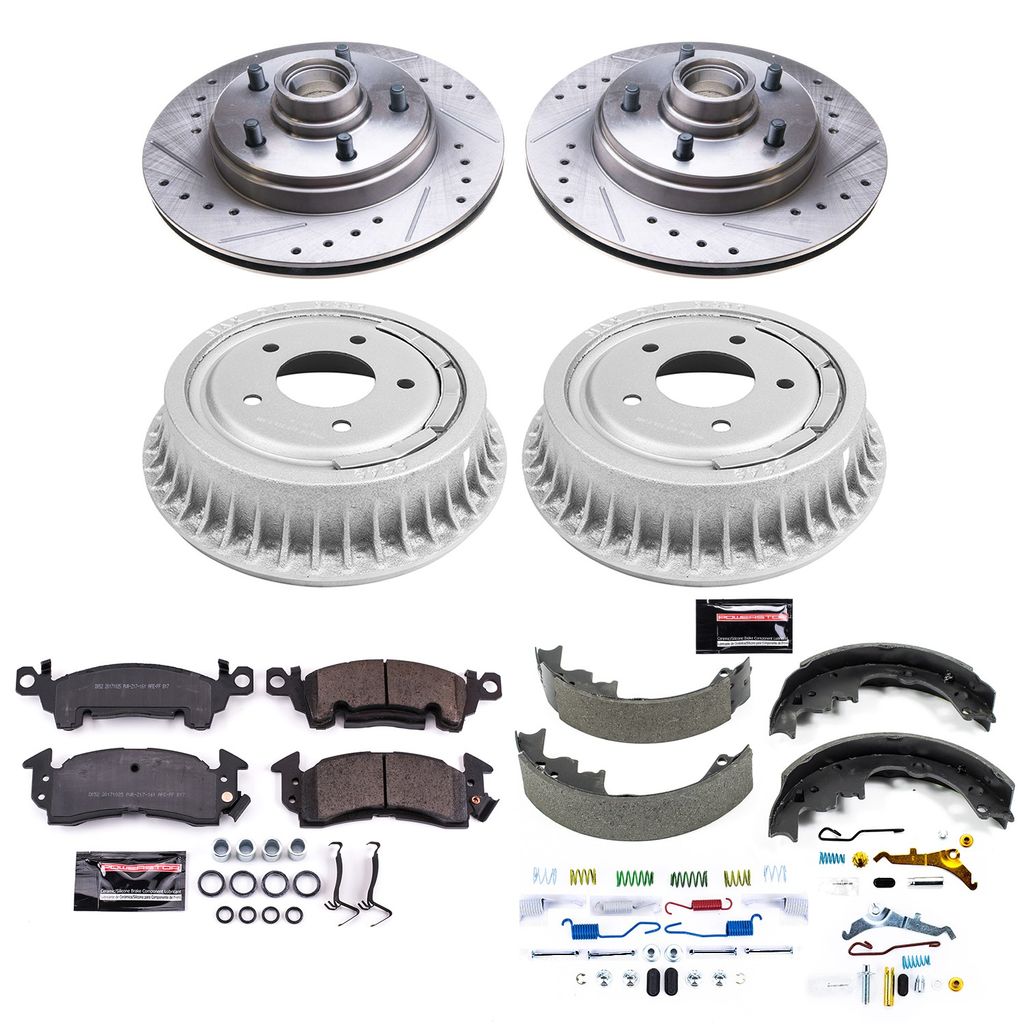 PowerStop K15047DK - Z23 Drilled and Slotted Brake Pad, Rotor, Drum, and Shoe Kit