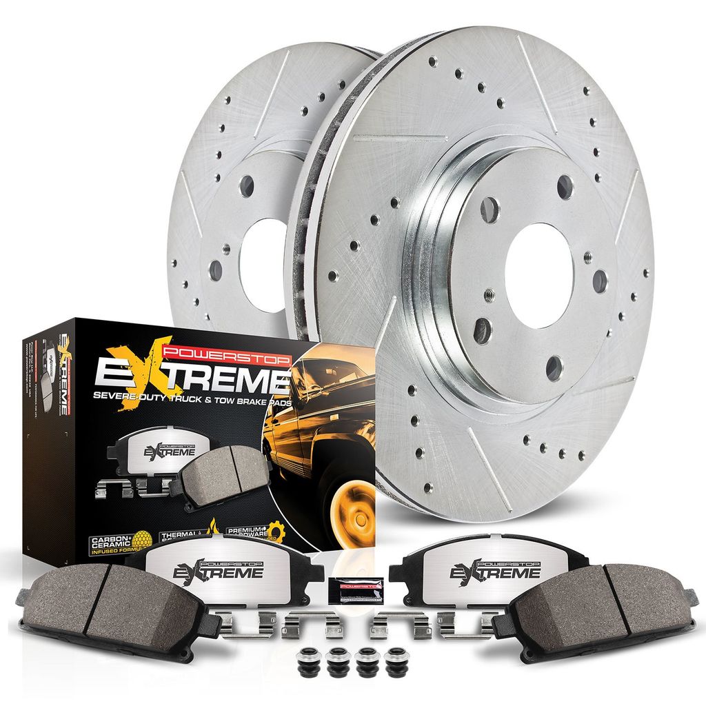 PowerStop K1860-36 - Z36 Drilled and Slotted Truck and Tow Brake Rotors and Pads Kit
