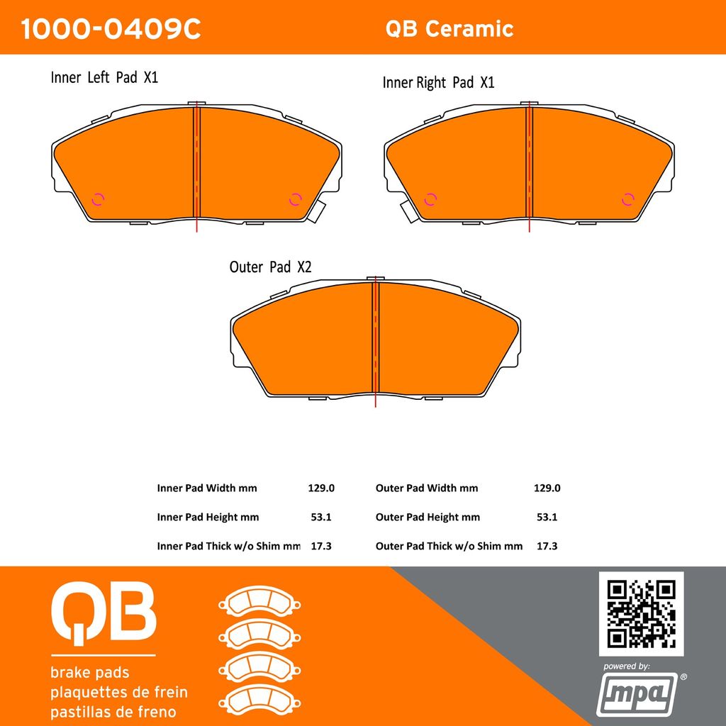 Quality-Built 1000-0409C - QB Ceramic Brake Pad Set