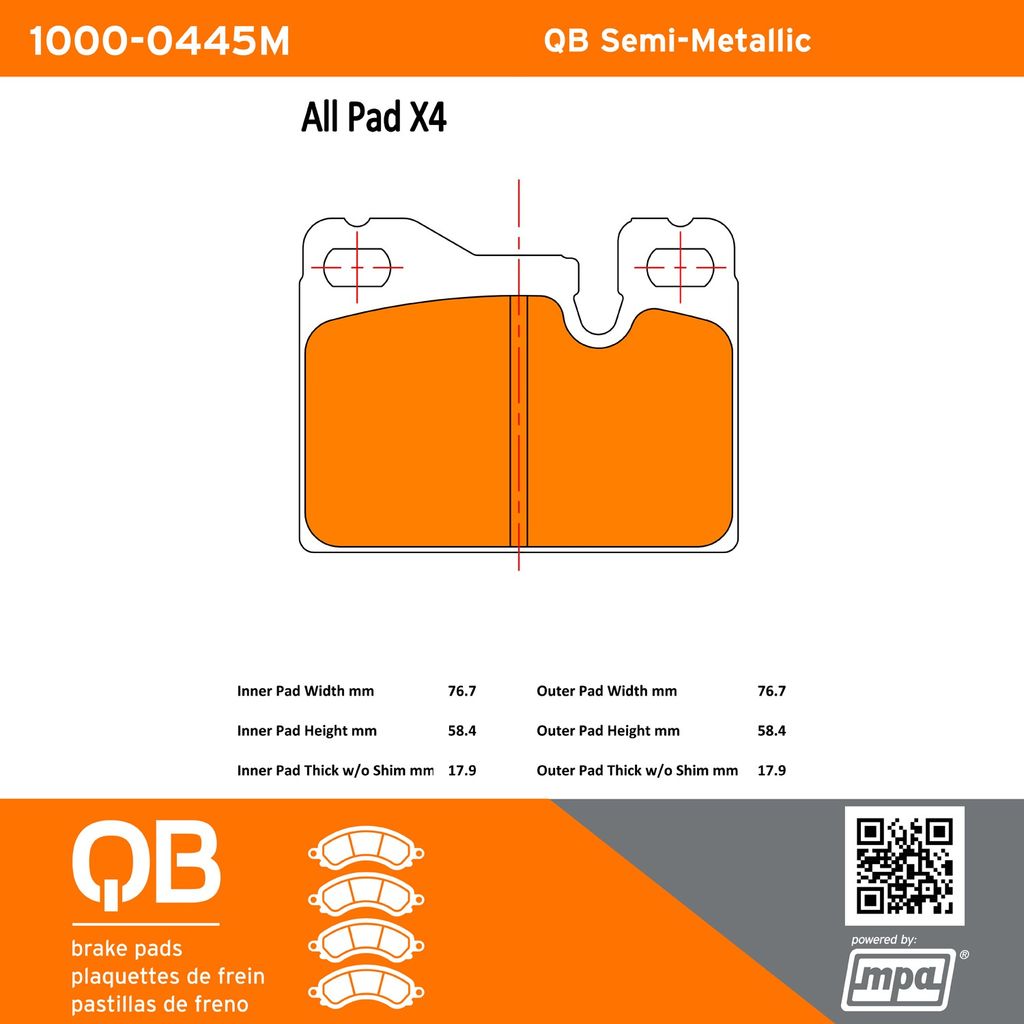 Quality-Built 1000-0445M - QB Semi-Metallic Brake Pad Set