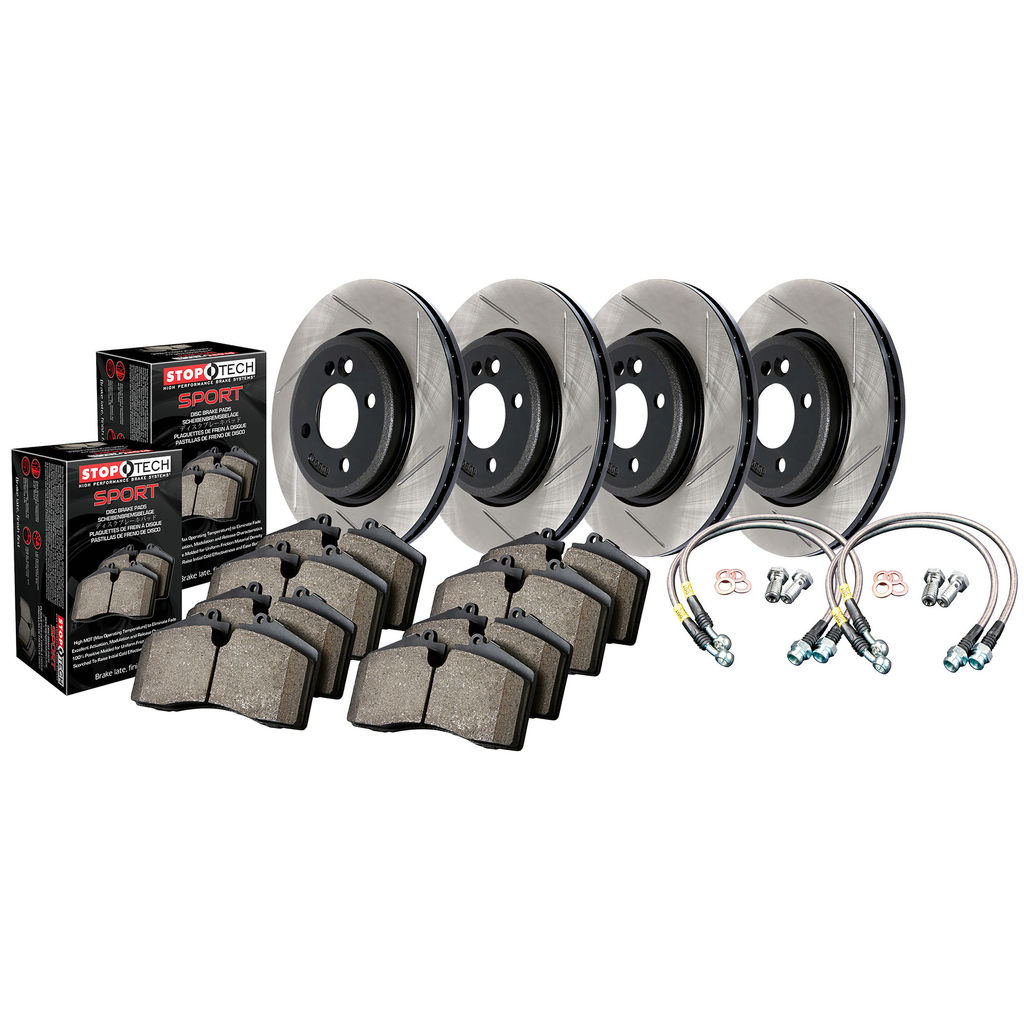 Stoptech 977.34009 - Sport Disc Brake Pad and Rotor Kit, Slotted, 4-Wheel Set