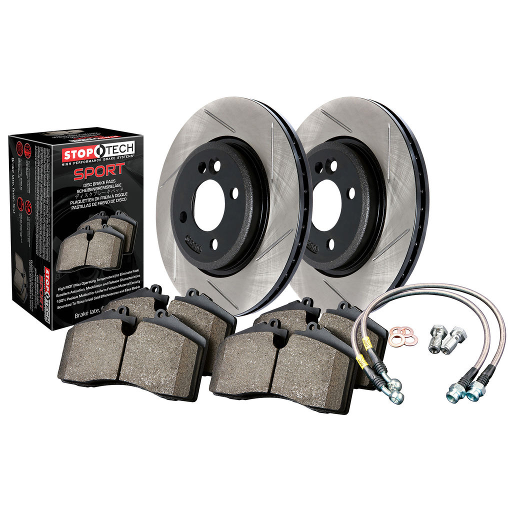 Stoptech 977.47007R - Sport Disc Brake Pad and Rotor Kit, Slotted, 2-Wheel Set