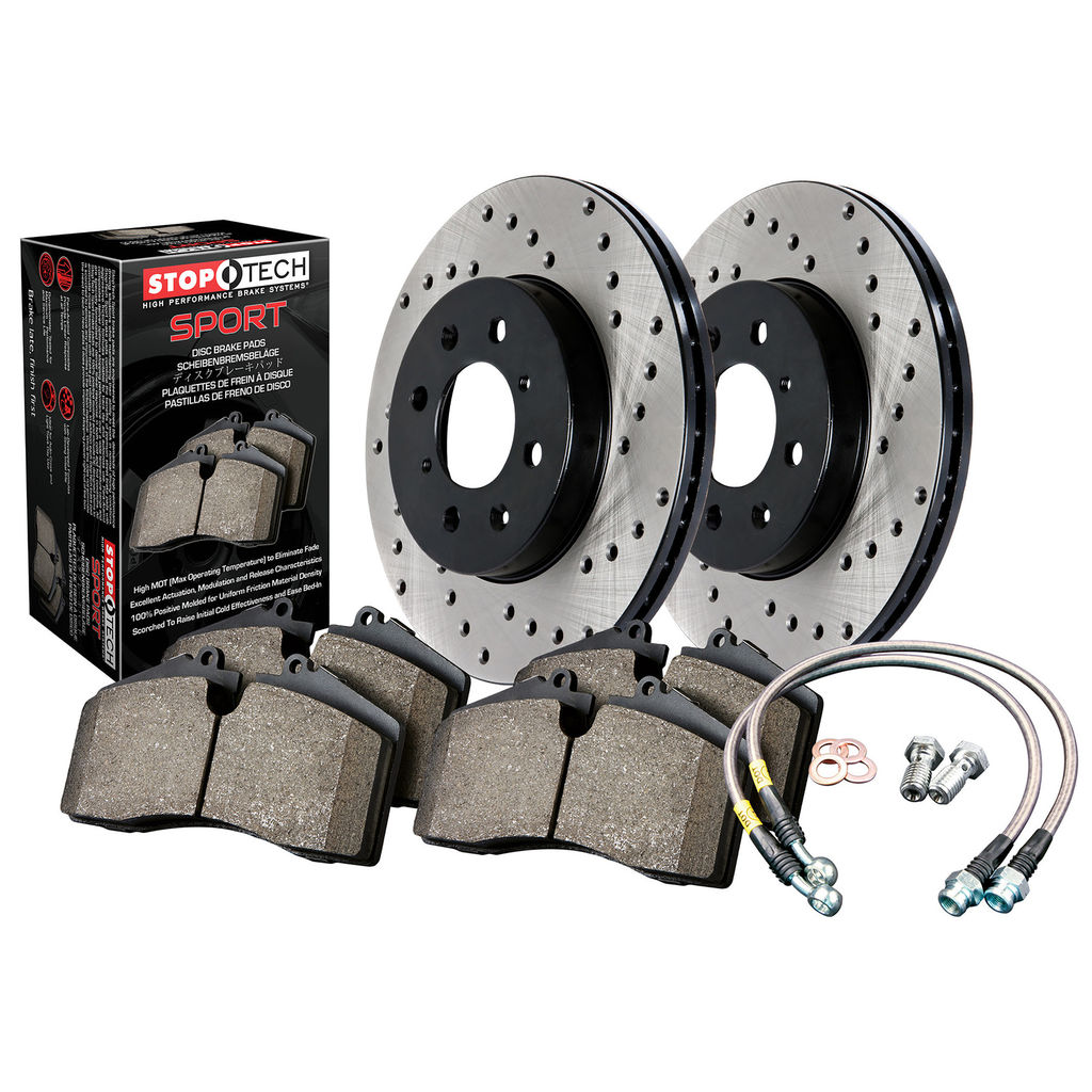 Stoptech 979.34033R - Sport Disc Brake Pad and Rotor Kit, Drilled, 2-Wheel Set